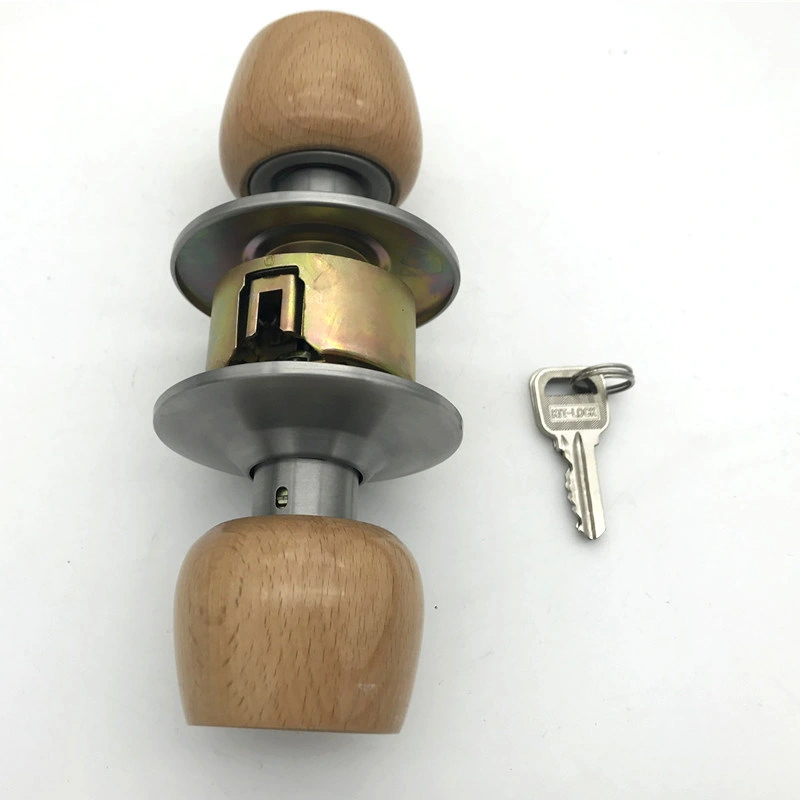 Home Hardware Bedroom Door Lock Wooden Round Tubular Knob Door Lock with Brass Key