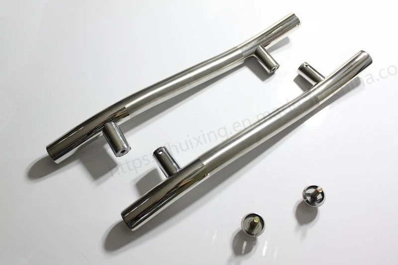 High Quality Stainless Steel Shower Room Door Mirror Satin Curved Glass Door Handle