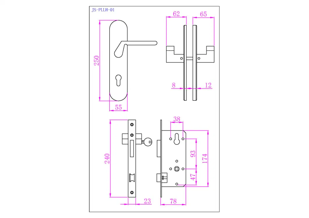 Satin Plated Door Handle Stainless Steel 304 Door Lock Door Hardware Tubular Handle Lever Lock