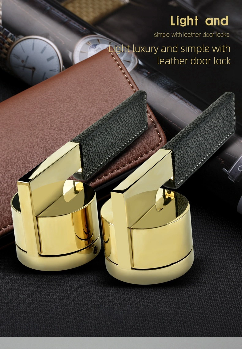 High Quality Zinc Leather Living Room Interior Wooden Door Lever Lock Handle