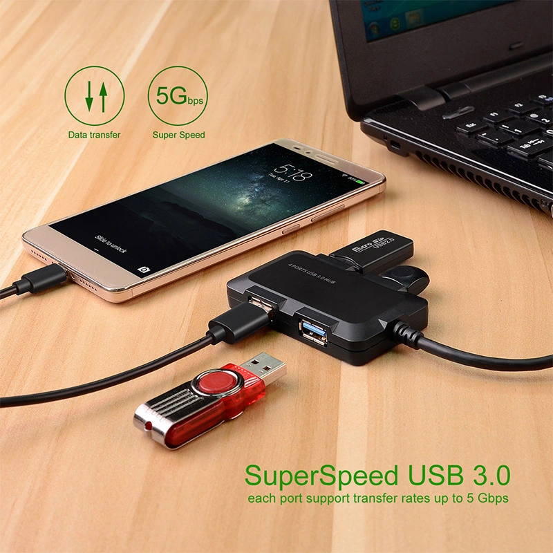 High Speed USB 3.0 4 Port Hub Portable USB 3.0 Hub 5gbps