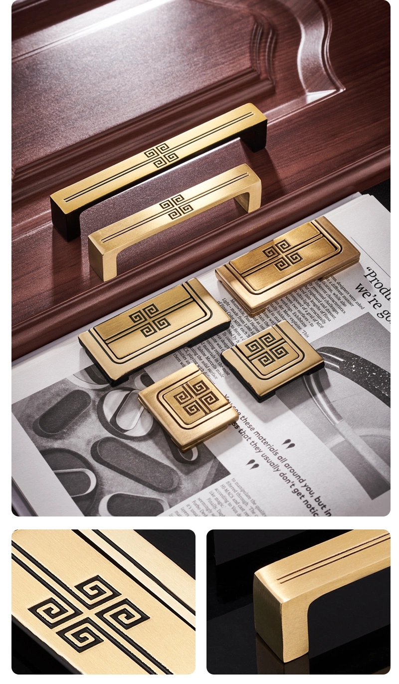 Koppalive New Chinese Style Brass Drawer Pull Invisible Traditional Closet Cabinet Door Furniture Handle