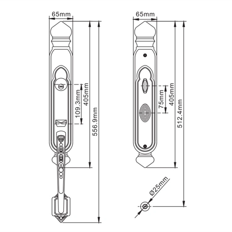 Golden Safe Zinc Alloy Solid Keys Handle Mechanical Door Lock