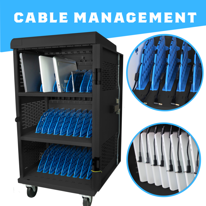 Tablet Storage Charging Cabinet with Wheels; Factory Laptop Charging Cart 30 Bays in Educational Equipment