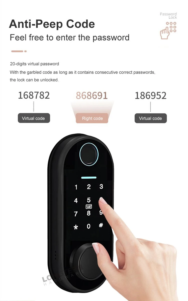 Security Round Mortise Tt Lock Password Card Fingerprint Electronic Digital Smart Deadbolt Door Locks