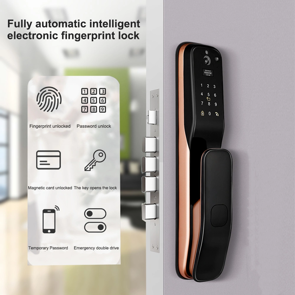 Anxinshi Door Lock Smart WiFi APP Access Control Fingerprint Card Door Lock Tuya Smart Lock Face Recognition Voice Lock