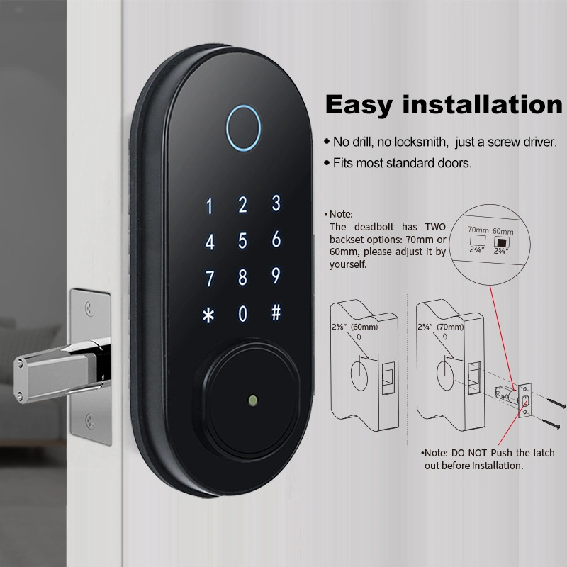 Electronic Touch Screen Password Finger Print Wooden Metal Door Smart Deadbolt Lock