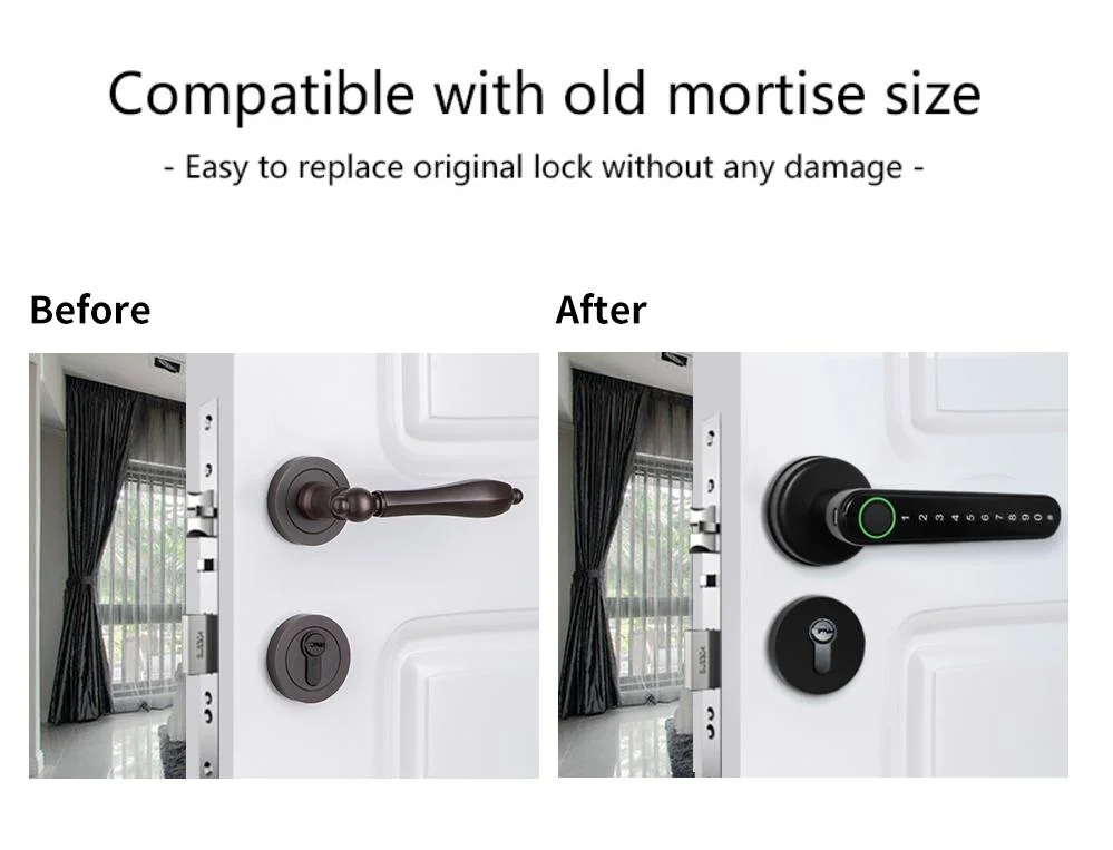 Bedroom Door Lock Ttlock Tuya APP Password Card Fingerprint Smart Handle Lock