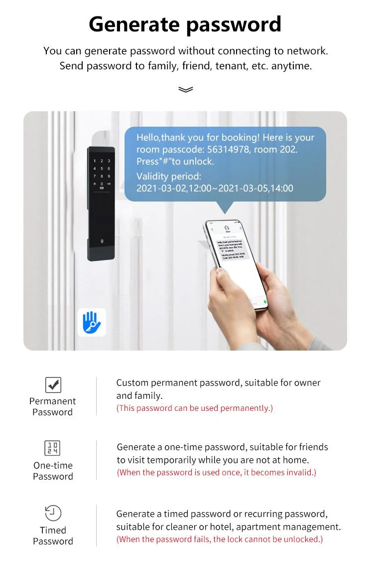 Electronic Ttlock Tthotel APP Smart Digital Automatic Door Lock with Touch Keypad