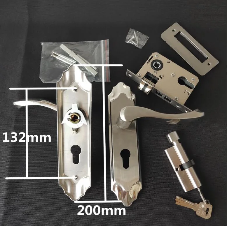 European Home Interior Decoration Bedroom Aluminum Hardware Handles Lock Set and Door Handle