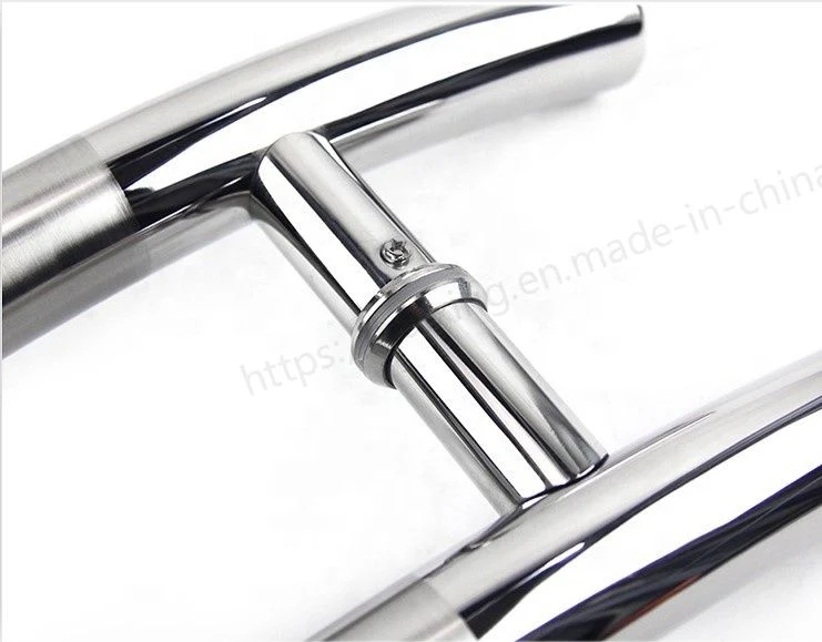 High Quality Stainless Steel Shower Room Door Mirror Satin Curved Glass Door Handle