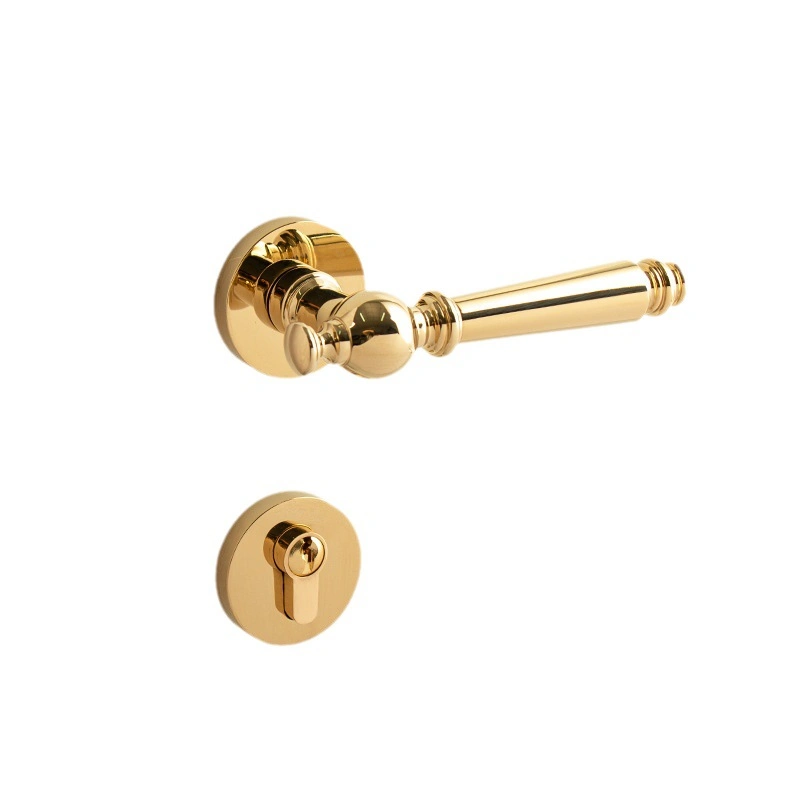 Modern Zinc Alloy Design Pull Handle and Lock Gold Color Luxury Door Handle for Bedroom