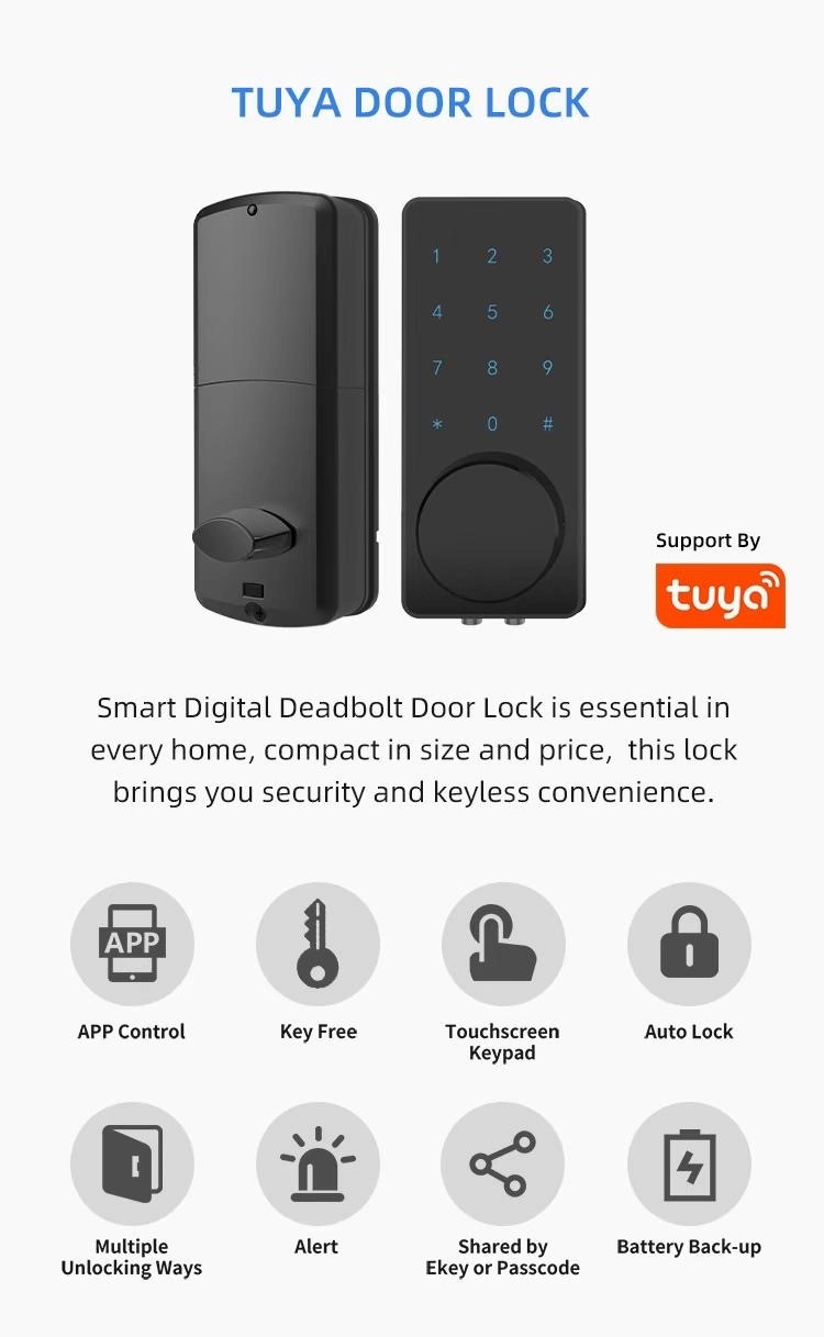 Best Security Door Lock Fdigital Keypad Tuya Ttlock Mobile APP Lever Smart Lock for Front Door with Lock Set