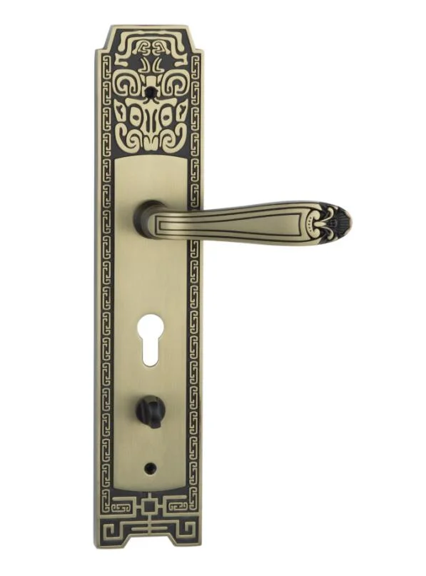 XL Antique Brass Black Villar Door Lock Handle