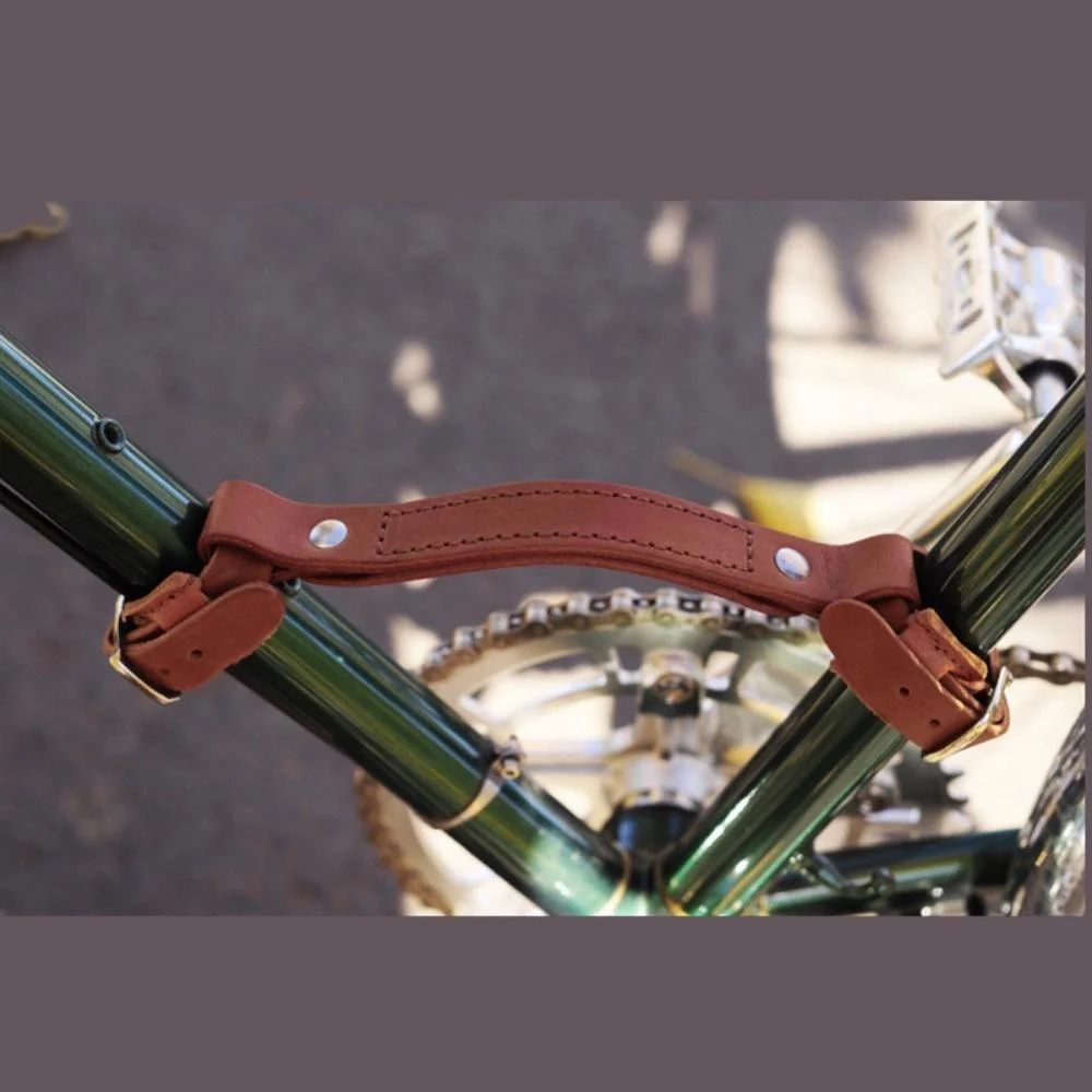 4mm Thick Bicycle Frame Handle Vintage Leather Bike Carry Handle Fit Brompton Wyz20569