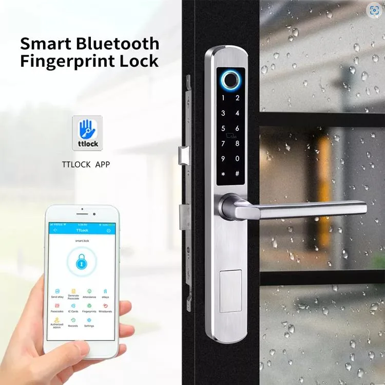 Fingerprint Smart Door Lock Keyless Entry, Keypad Door Lock with Handle, Weatherproof Digital Electronic Door Lock Security