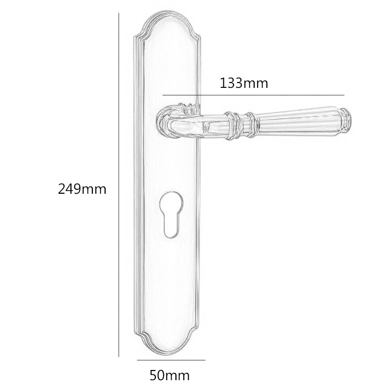 Brass Plate Door Lock Sets Lever Handle for Bright Gold Privacy Interior