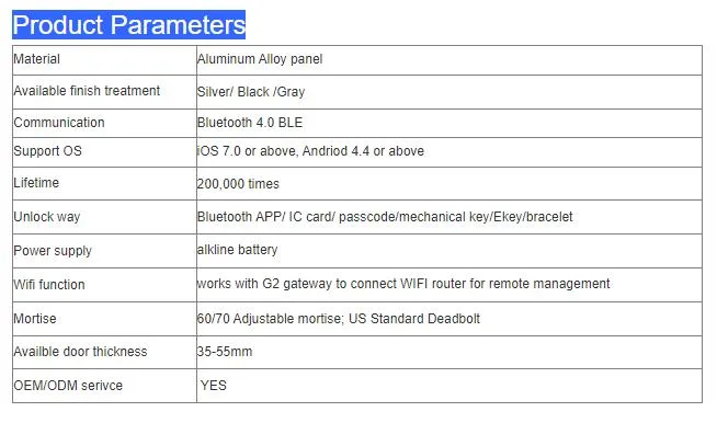 Biometric Lock Ttlock Bluetooth APP Smart Door Lock Fingerprint Passcode Open Smart Lock