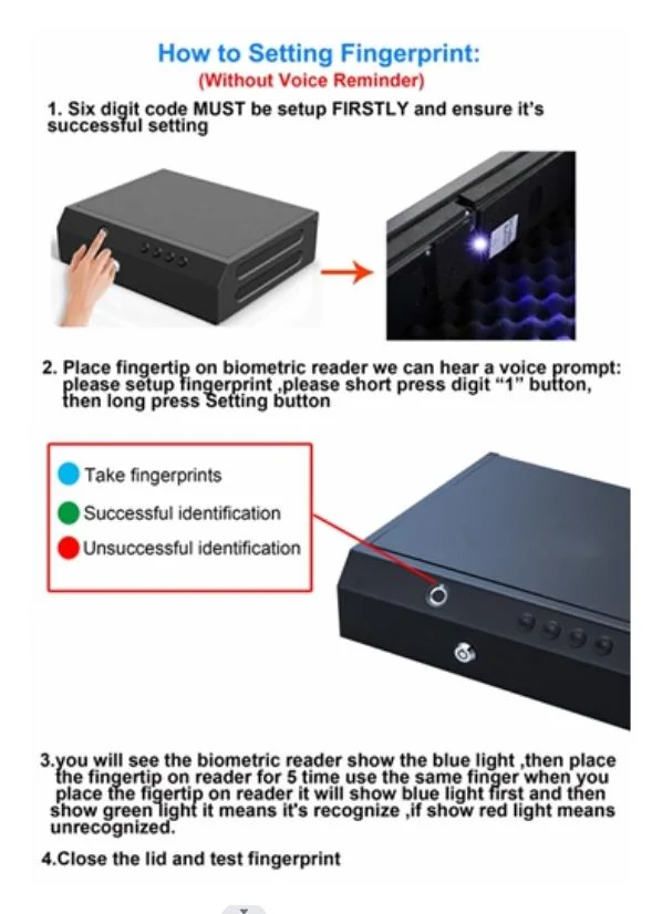 Biometric Fingerprint Digital Keypad Handgun Safe