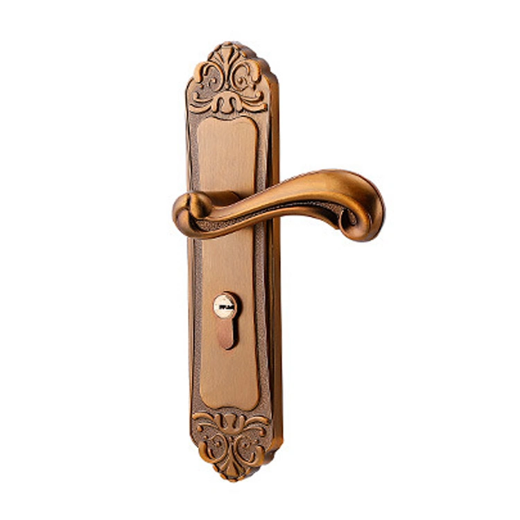 European Style Luxury Gold Mute Room Door Lock Handle with Plate