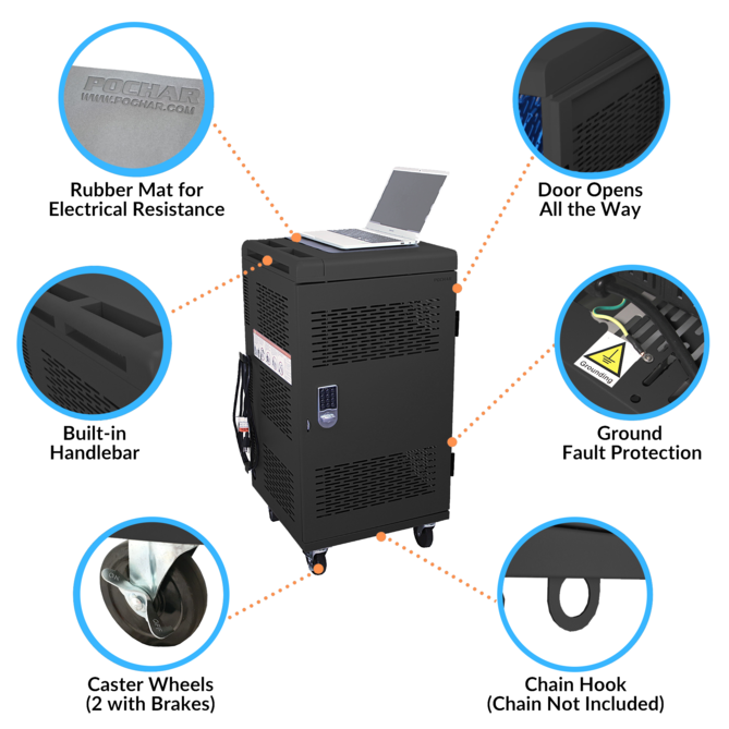 Tablet Storage Charging Cabinet with Wheels; Factory Laptop Charging Cart 30 Bays in Educational Equipment