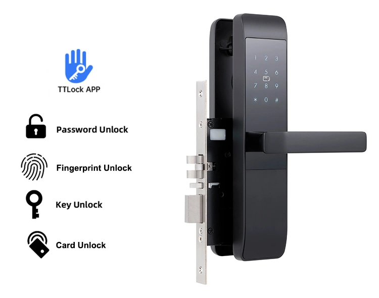 Home Smart Digital Code Electric Tt Lock APP Card Password Mechanical Key Smart Lock