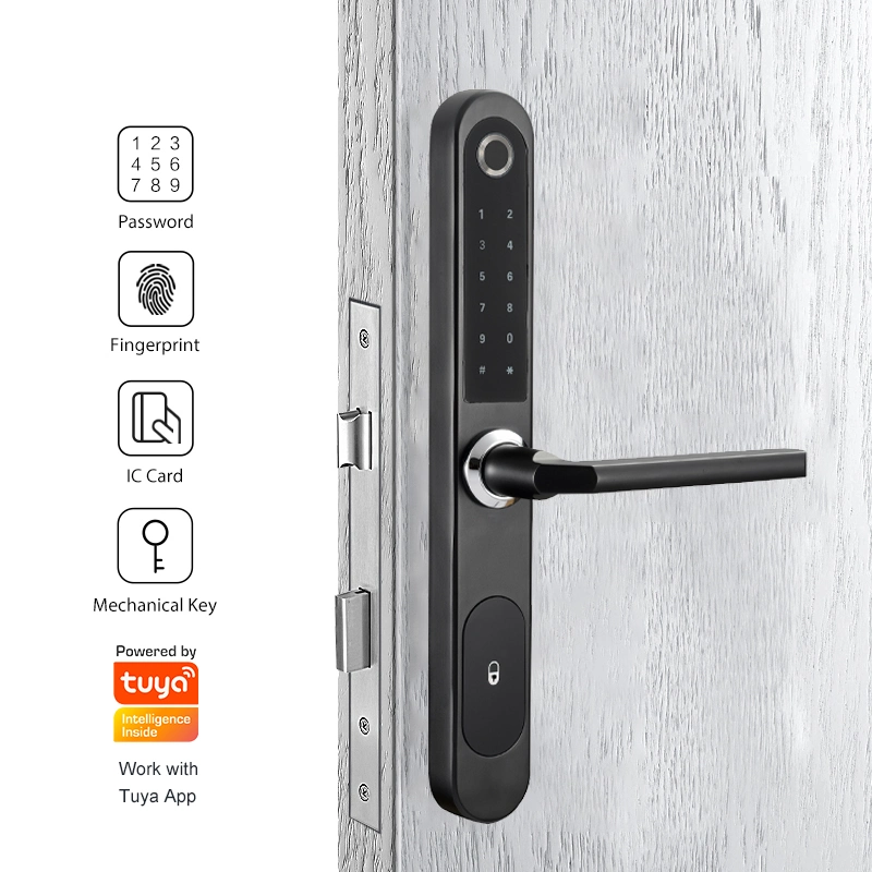 Electronic Keyless Smart Tuya APP Fingerprint Digital Lock for Framed Glass Door