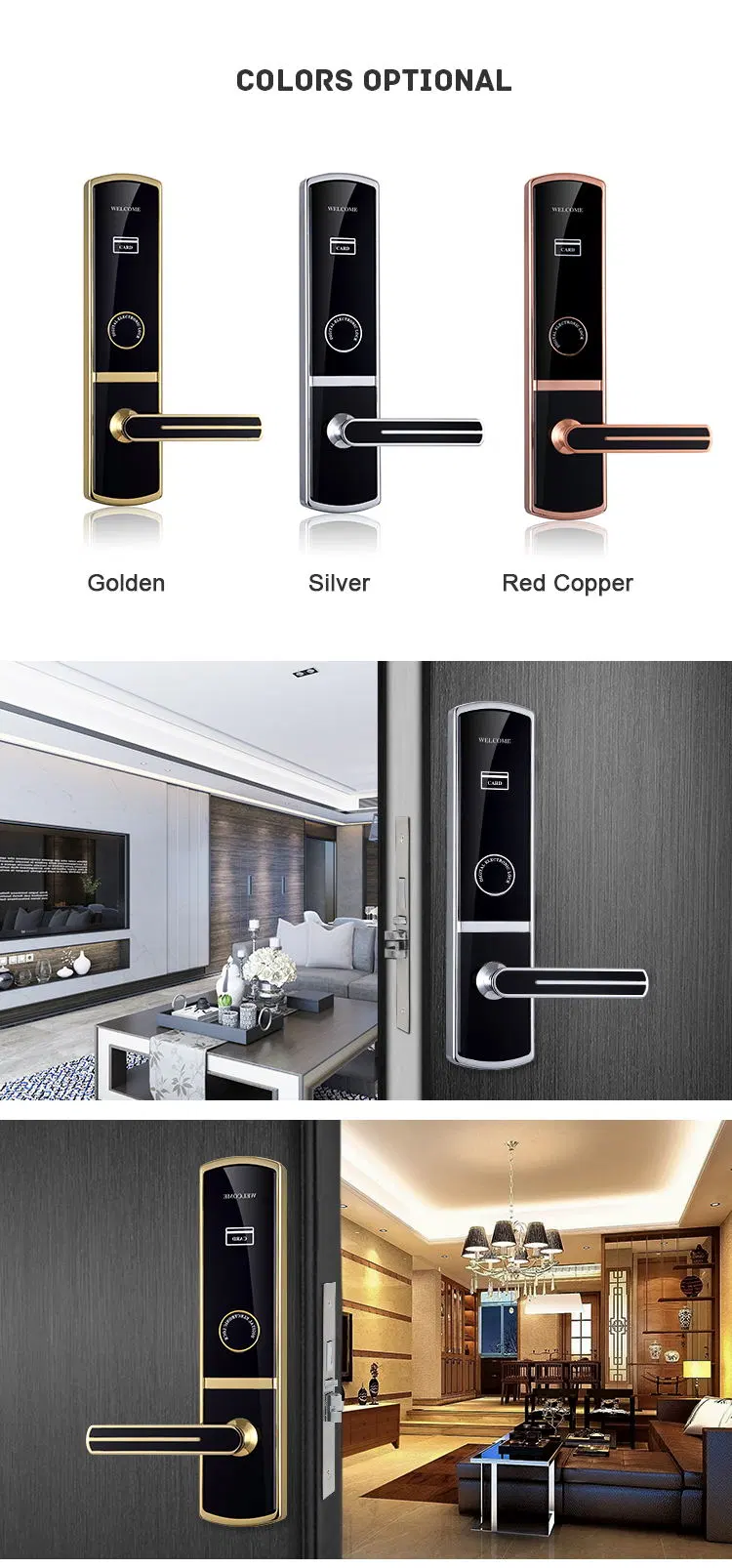 E719 Best Selling Turning Round Handle Hotel Room Smart Door Lock