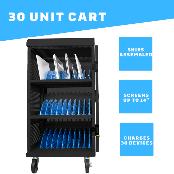 Tablet Storage Charging Cabinet with Wheels; Factory Laptop Charging Cart 30 Bays in Educational Equipment