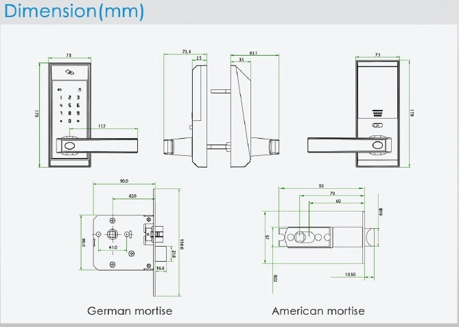 Smart Touch Screen and Bluetooth Fingerprint/ RFID Lever Lock