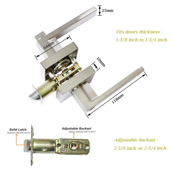 Wood Aluminum Door Minimalist Style Hot Model Stainless Steel 304 Modern Square Door Lever Handle