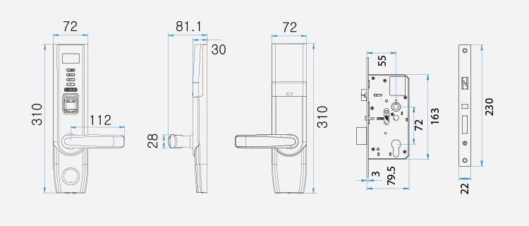 European Standard Mortise Fingerprint Smart Deadbolt Lock with Fingerprint Password Card Key