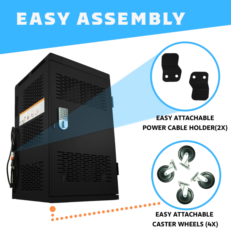 30 Laptops Steel Charging Cart; Storage Charging Cabinet with Safety Keypad Lock in Office Equipment