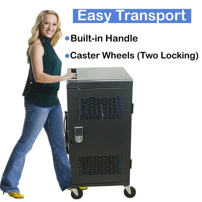 Tablet Storage Charging Cabinet with Wheels; Factory Laptop Charging Cart 30 Bays in Educational Equipment