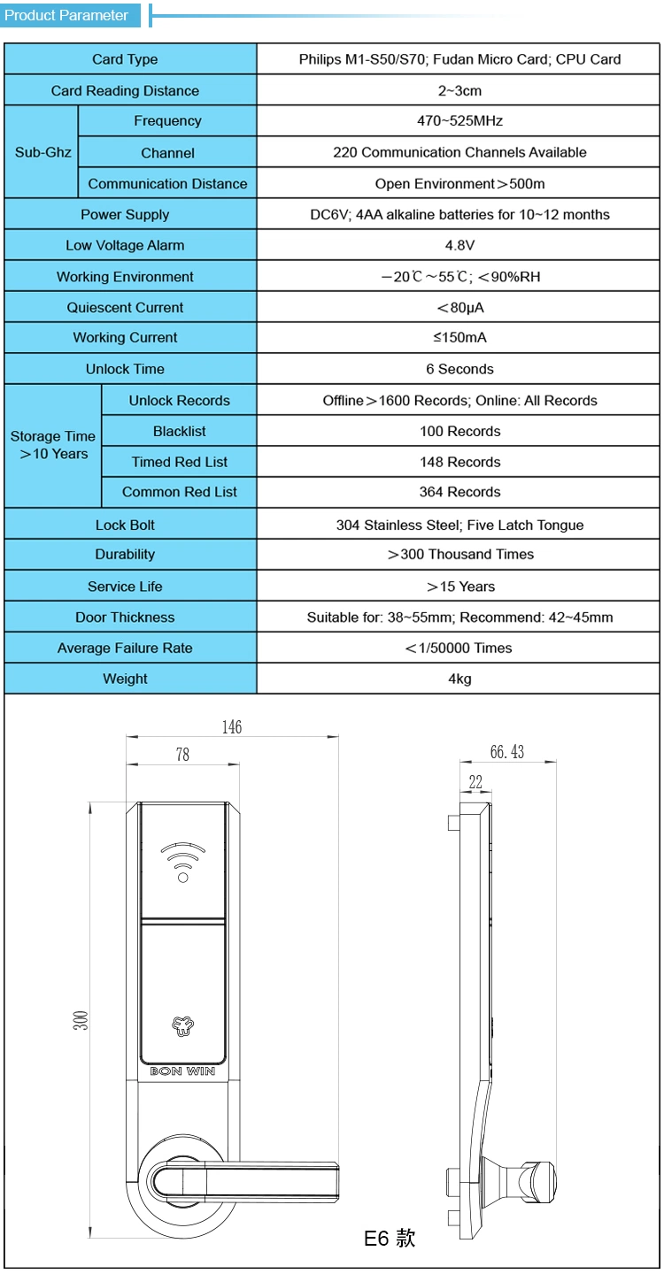 Best Price for Intelligence Wireless China Commercial Hotel Door Lock