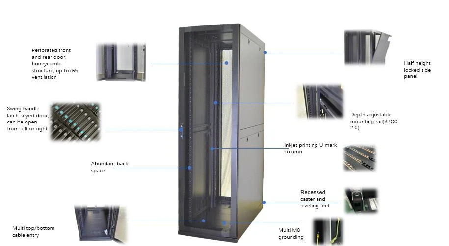 42u Smart Rack Co-Location Standard-Depth Rack Enclosure Cabinet