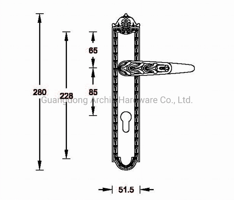 (C01 Series) Luxury Brass Copper Home Bedroom 24K Golden Mortise Handle Mortise Lever Interior Door Lock