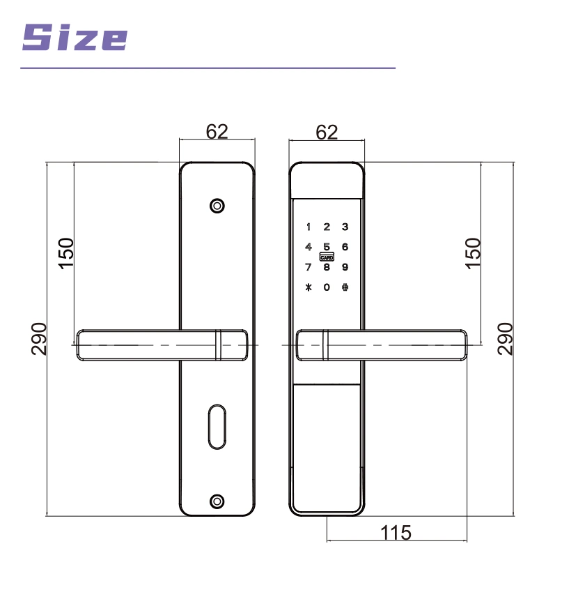 Home Smart Digital Code Electric Tt Lock APP Card Password Mechanical Key Smart Lock