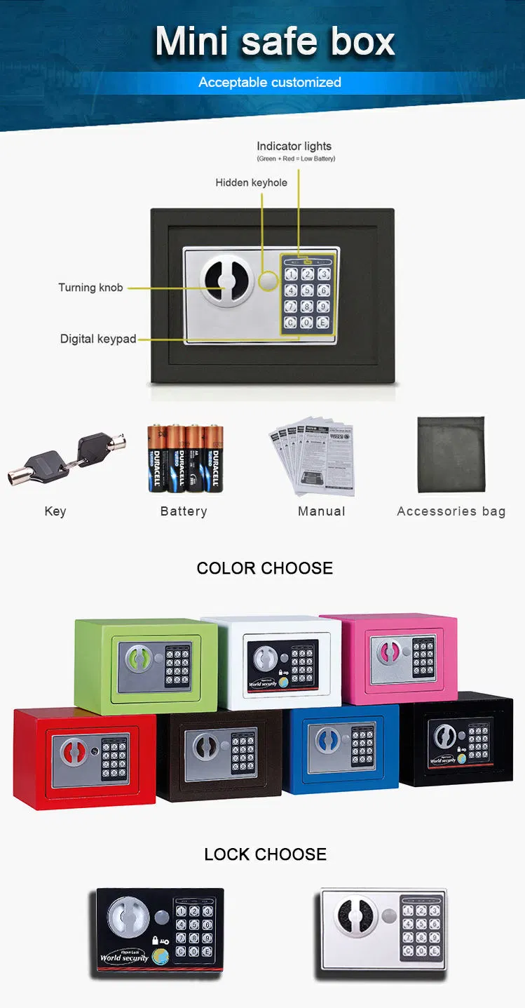 Home Smart Small Metal Safe Deposit Box Safety Password Fingerprint Lock Safe