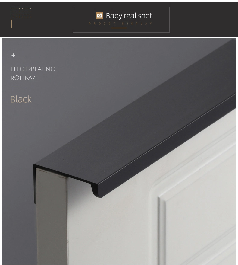 Hot Selling Modern Black Gold Door Long Aluminium Cabinet Customize Handles