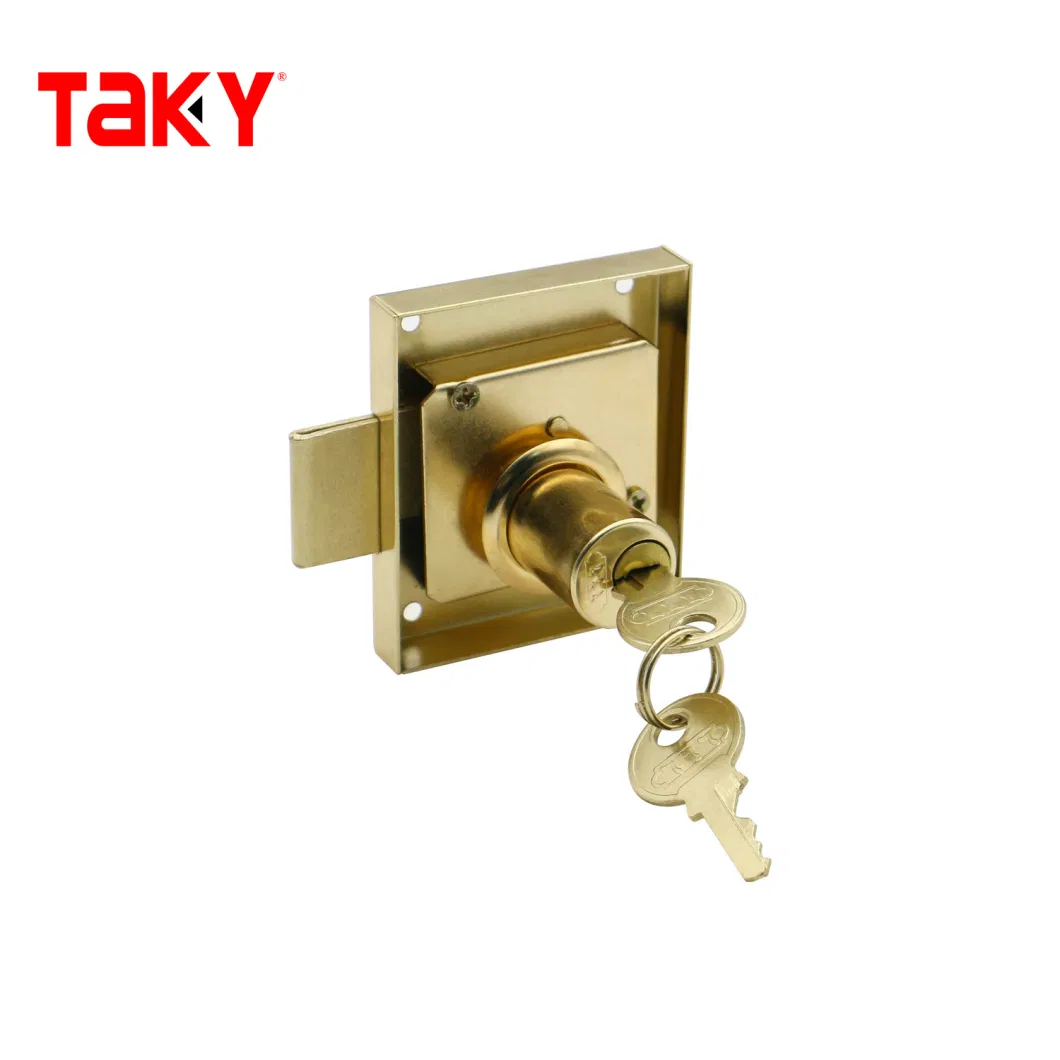 Taky Low Price Door Lock Golden Metal Rim Door Single Door Lock