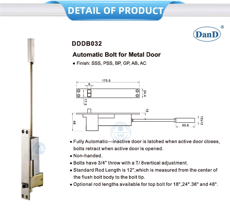 House Stainless Steel Automatic Security Latch Lock Flush Door Bolt