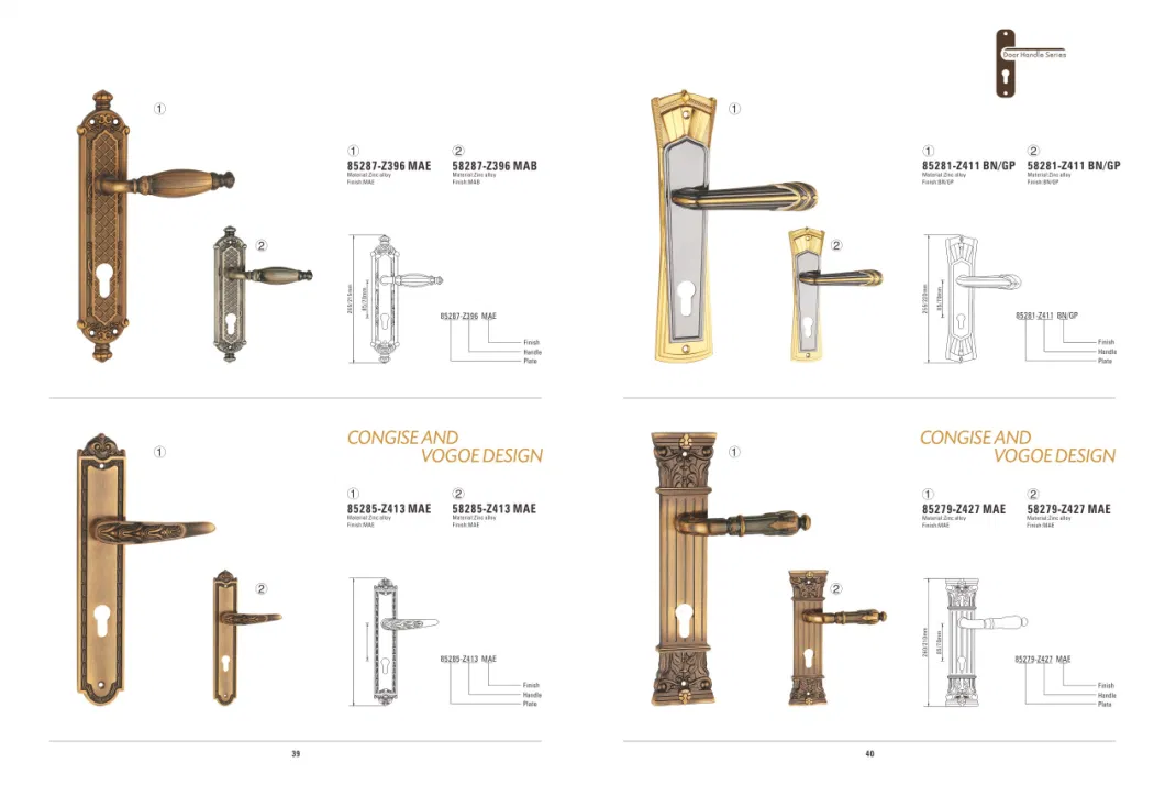 Modern Mortice Zinc Alloy Door Lock Handle