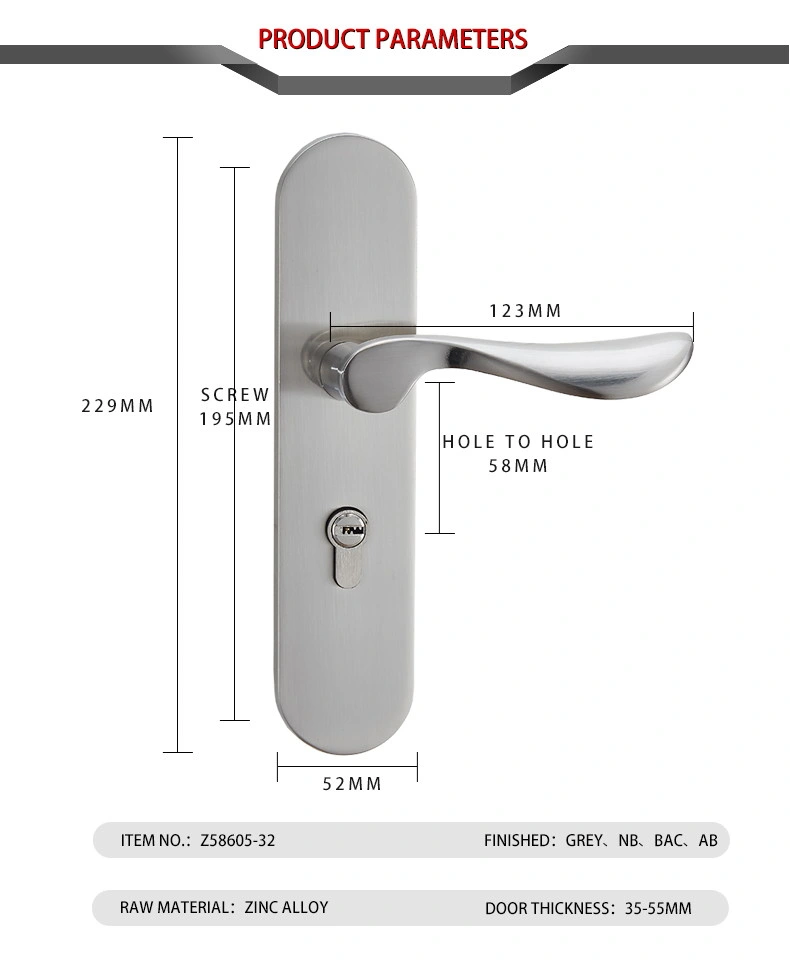 Most Popular Front Bedroom Zinc Alloy Door Lock with Key