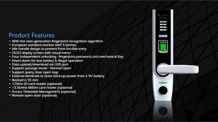 European Standard Mortise Fingerprint Smart Deadbolt Lock with Fingerprint Password Card Key