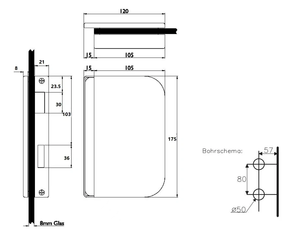 Building Hardware Glass Door Lock for Office Room Glass Lock