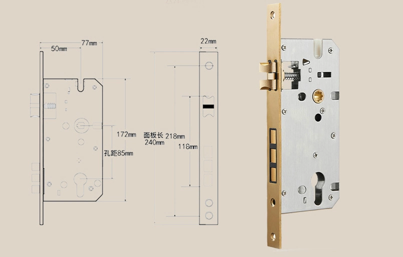 Solid Copper Door Lock Bedroom Door Solid Wood Door Handle