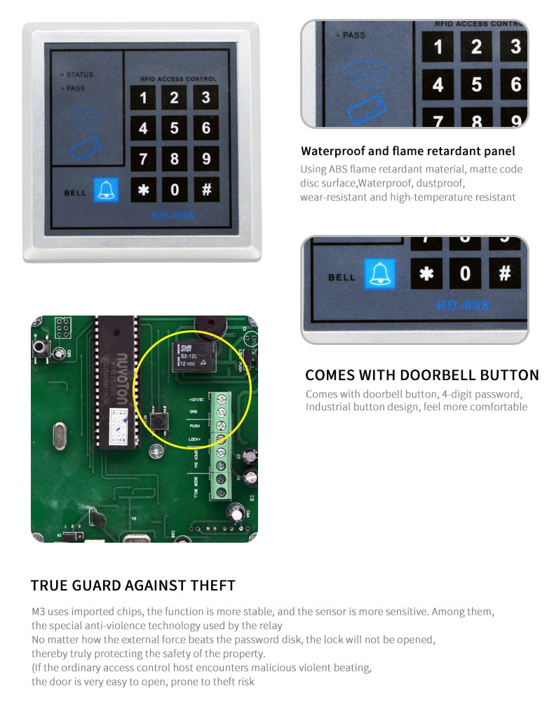 Wall Mounted Auto Door RFID Access Control Code Keypad