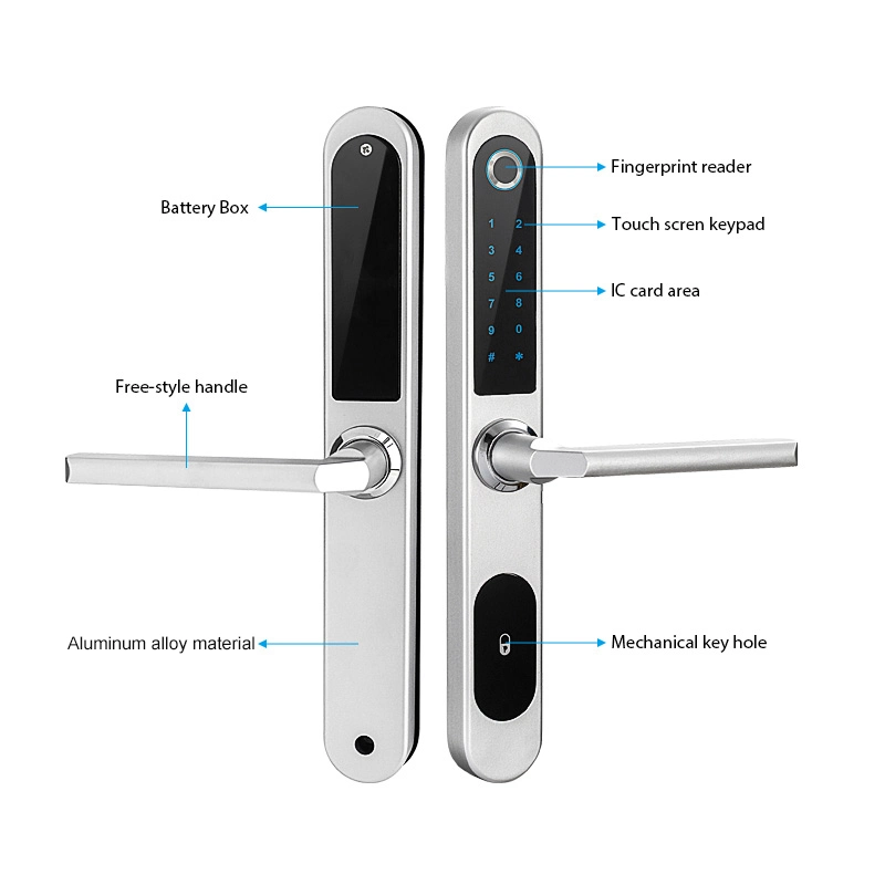 Electronic Keyless Smart Tuya APP Fingerprint Digital Lock for Framed Glass Door