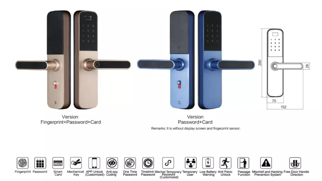 Safe Electronic Magnetic Fingerprint Combination Door Hardware Smart Lock Handle